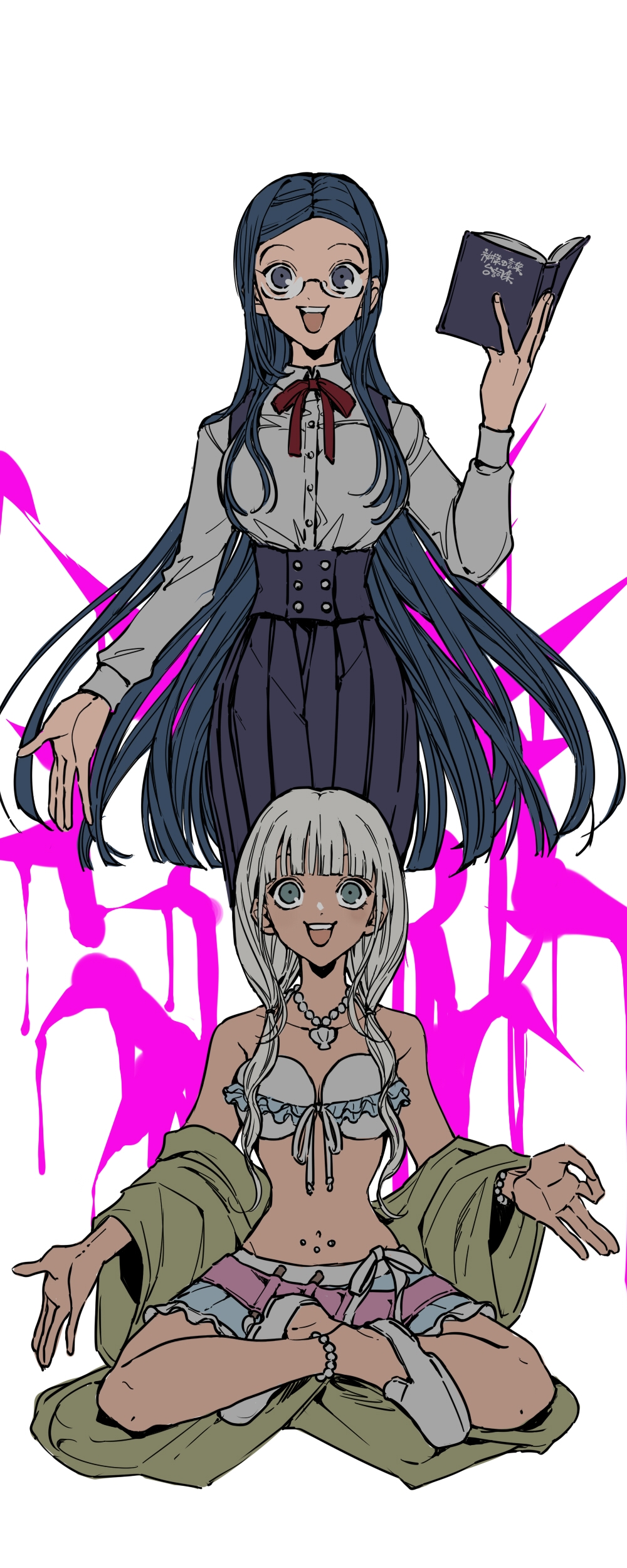 absurdres, anklet, bare_legs, bare_shoulders, bead_anklet, bead_bracelet, bead_necklace, beads