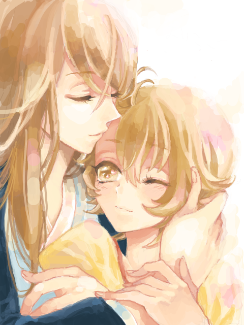 10s, bad_id, bad_pixiv_id, blush, brother_and_sister, brown_eyes, brown_hair, closed_eyes