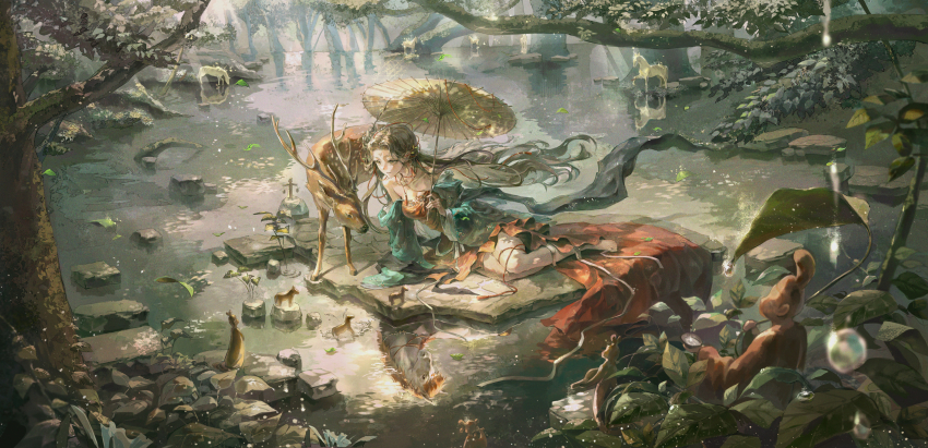 1girl, :d, absurdres, arm_support, bare_shoulders, barefoot, black_eyes, black_hair