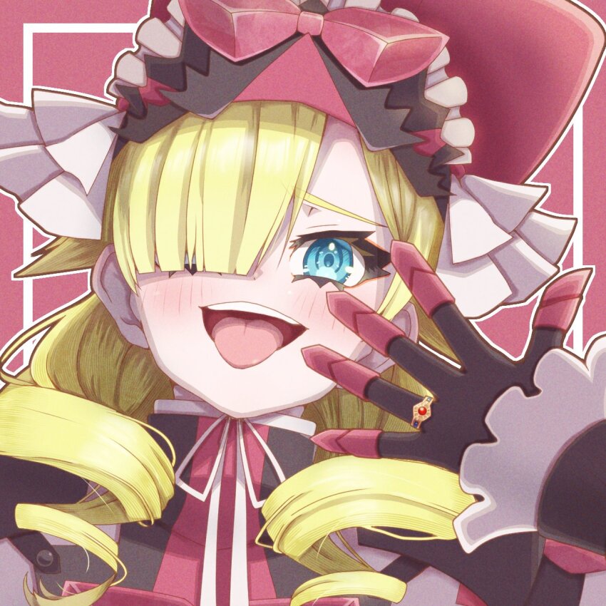 1girl, :p, blonde_hair, blue_eyes, bow, drill_hair, eyelashes, fire_emblem