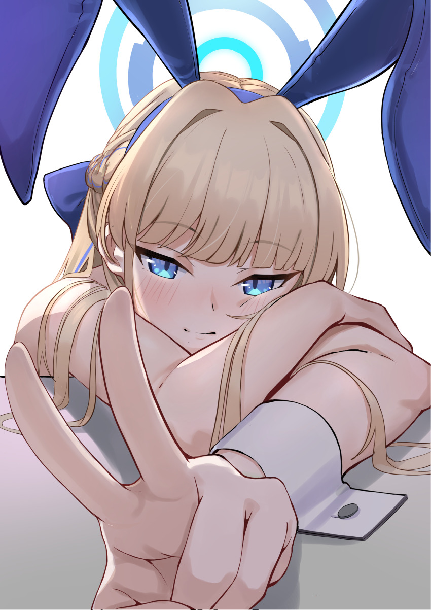 1girl, absurdres, animal_ears, blonde_hair, blue_archive, blue_eyes, blue_halo, blunt_bangs