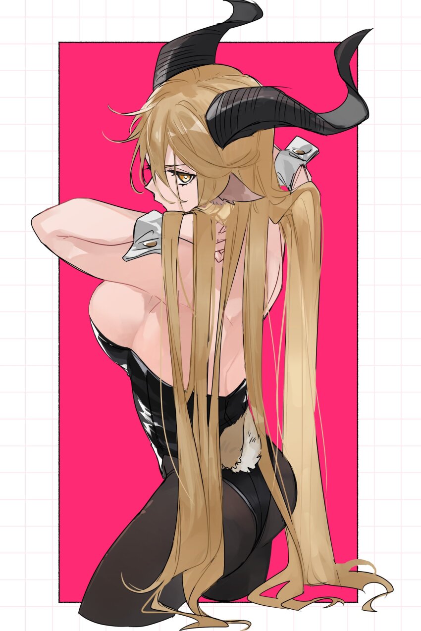 1girl, absurdres, alternate_costume, animal_ears, arknights, ass, back, black_leotard