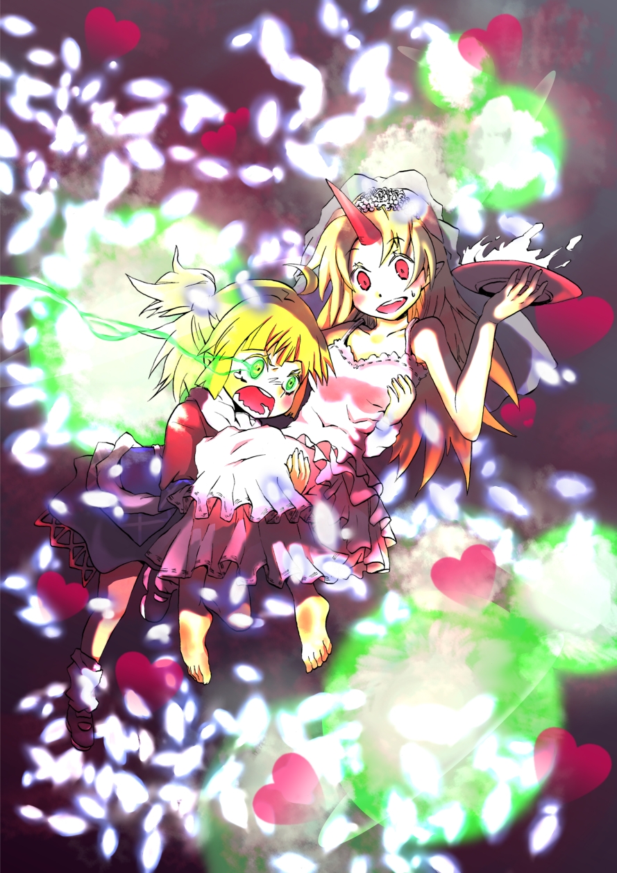 2girls, alcohol, angry, bad_id, bad_pixiv_id, blonde_hair, carrying, cup