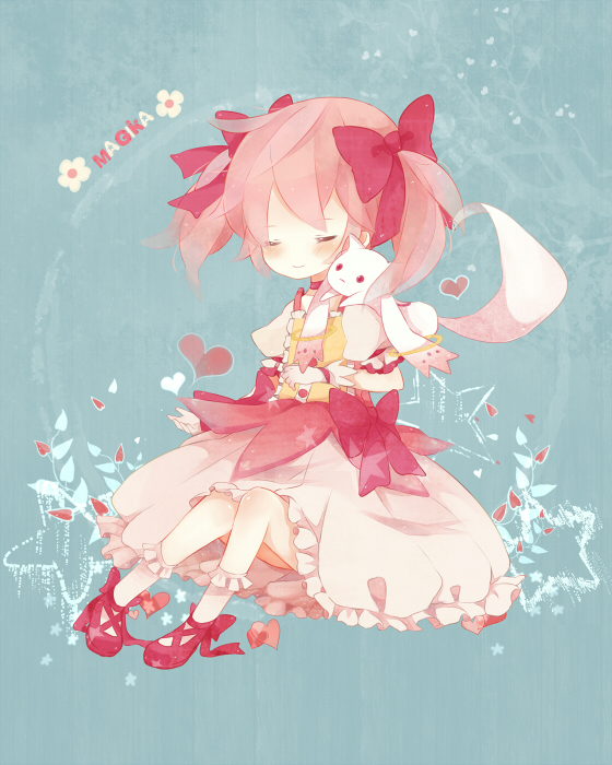 10s, 1girl, blush, bow, bubble_skirt, closed_eyes, footwear_ribbon, gloves