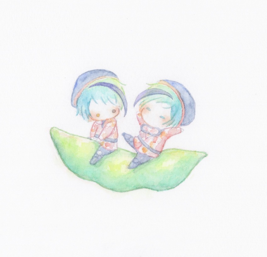 2boys, absurdres, beanfest_(twisted_wonderland), blue_hair, brothers, brown_eyes, chibi, floyd_leech