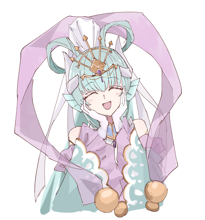 1girl, closed_eyes, dragon_girl, dragon_horns, dress, fate/grand_order, fate_(series), green_hair