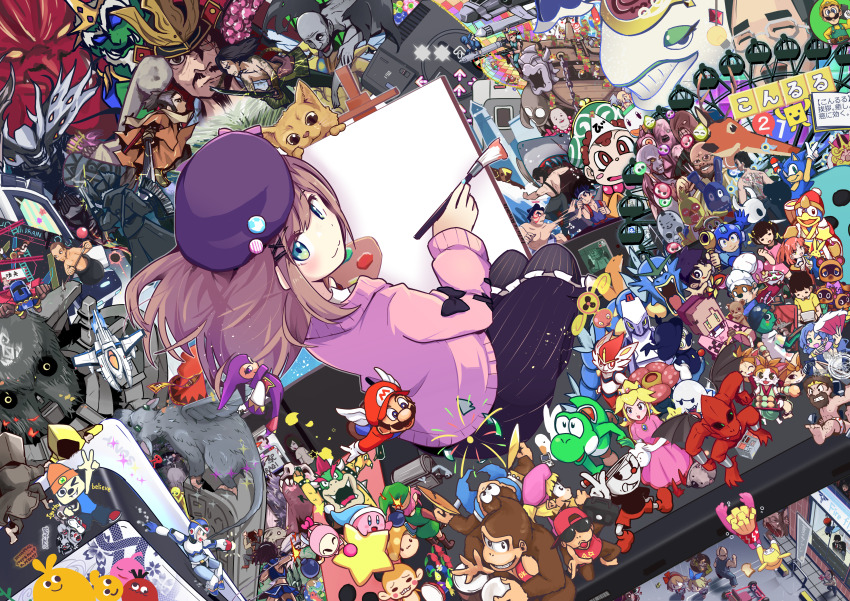 6+boys, 6+girls, absolutely_everyone, absurdres, animal, arle_nadja, bemani, beret