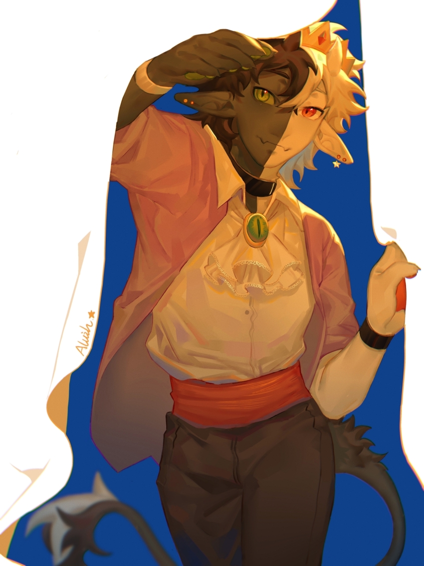 1other, alternate_costume, aluih7, androgynous, ascot, commentary, crown, dream_smp