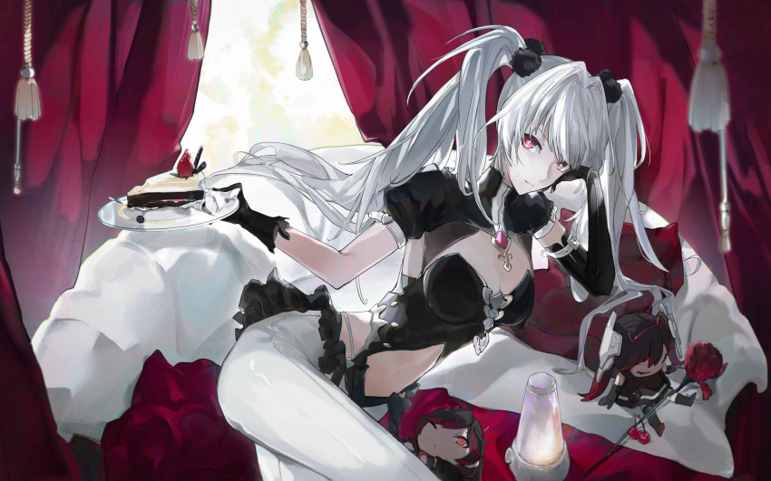 absurdres, bad_source, black_dress, black_hair, black_jacket, black_leotard, dress, fake_horns