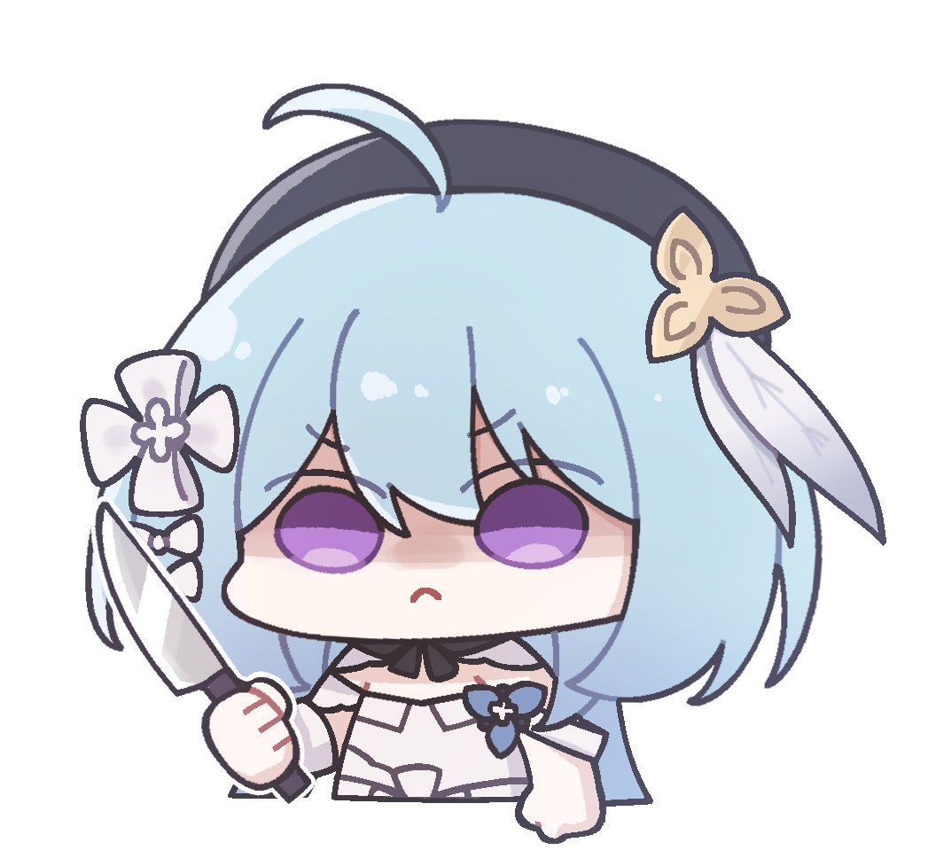 1girl, :<, ahoge, beret, black_hat, blue_hair, chibi, chibi_only