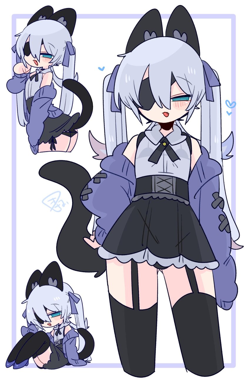1boy, animal_ears, ass, blue_eyes, blue_hair, blush_stickers, cat_boy, cat_ears