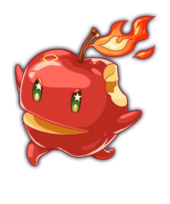 anime_coloring, apple, artist_request, attack_fruit, crash_fever, fire, food, fruit