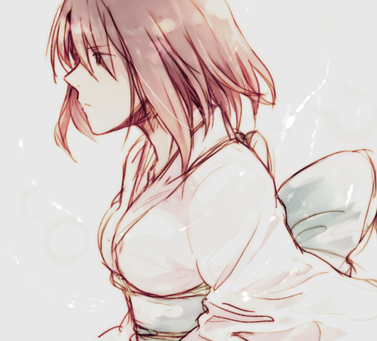 1girl, bad_id, bad_pixiv_id, brown_hair, female_focus, japanese_clothes, kara_no_kyoukai, kimono