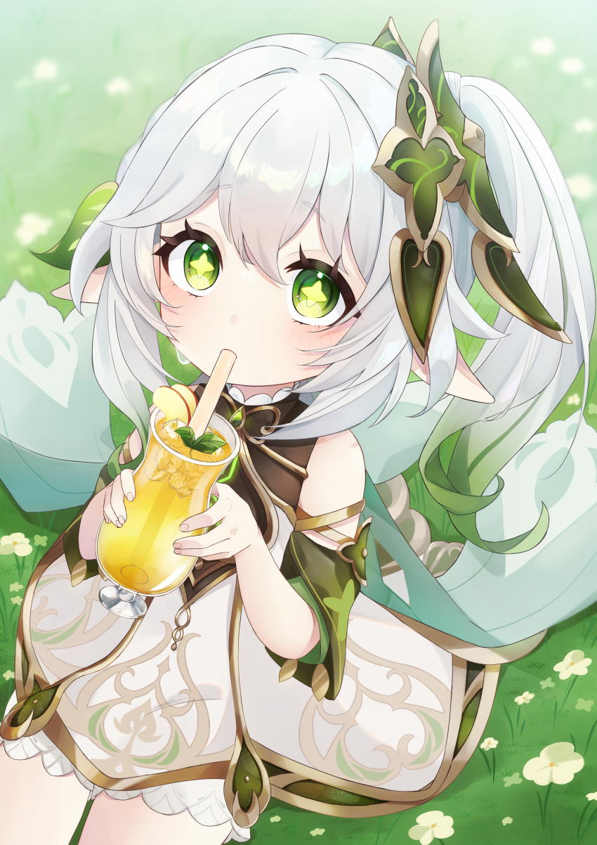 1girl, absurdres, bare_shoulders, bloomers, blush, commentary_request, cowboy_shot, cup