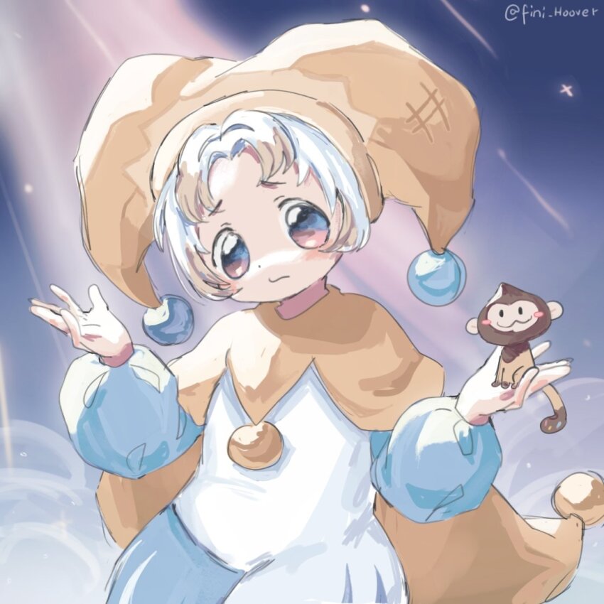 1girl, animal, blush, cape, commentary, cookie_run, cookie_run:_ovenbreak, fini_hoover