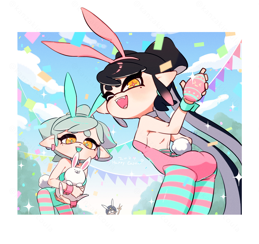 1boy, 2girls, :d, alternate_costume, animal, animal_ear_hairband, animal_ears, ass