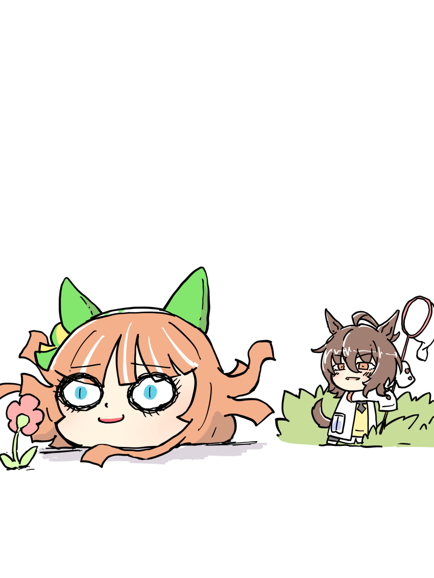 2girls, absurdres, agnes_tachyon_(tach-nology)_(umamusume), agnes_tachyon_(umamusume), ahoge, animal_ears, bags_under_eyes, black_necktie