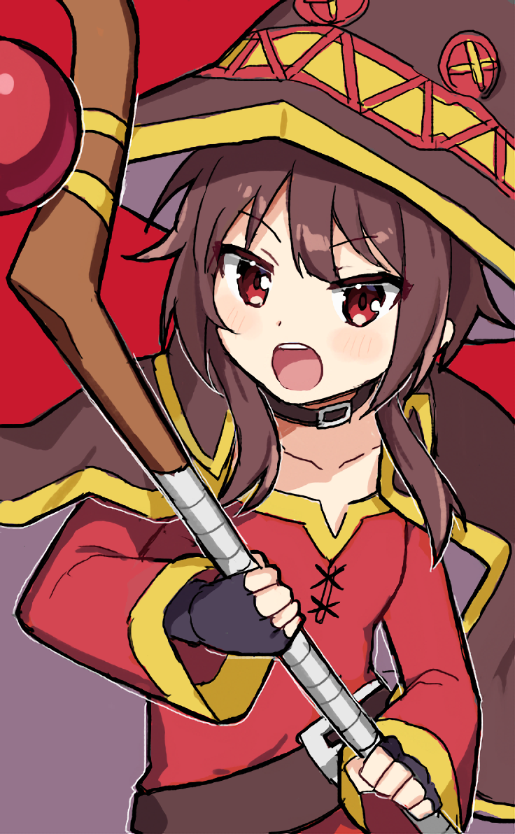 1girl, akikan_sabako, bandages, belt, black_gloves, breasts, brown_belt, brown_hair