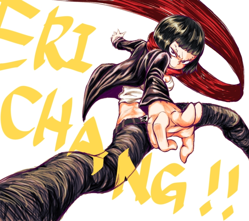 alias_dictus, bob_cut, english_text, highres, jacket, ninja_slayer, pants, red_scarf