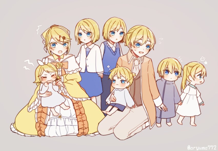 :<, :o, ^^^, adam_moonlit, aged_down, aku_no_meshitsukai_(vocaloid), aku_no_musume_(vocaloid), allen_avadonia