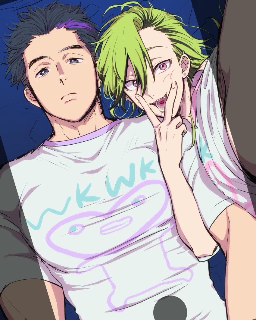 2boys, absurdres, artist_request, bucchigiri?!, expressionless, hair_slicked_back, happy, highres