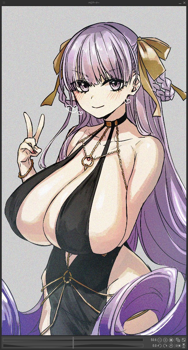 1girl, art_program_in_frame, bb_(fate), bb_dubai_(fate), black_dress, blush, bracelet, breasts