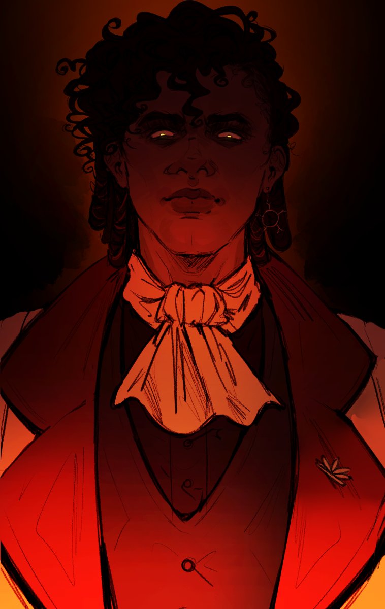 1boy, ascot, black_hair, commentary, curly_hair, dark-skinned_male, dark_skin, earrings