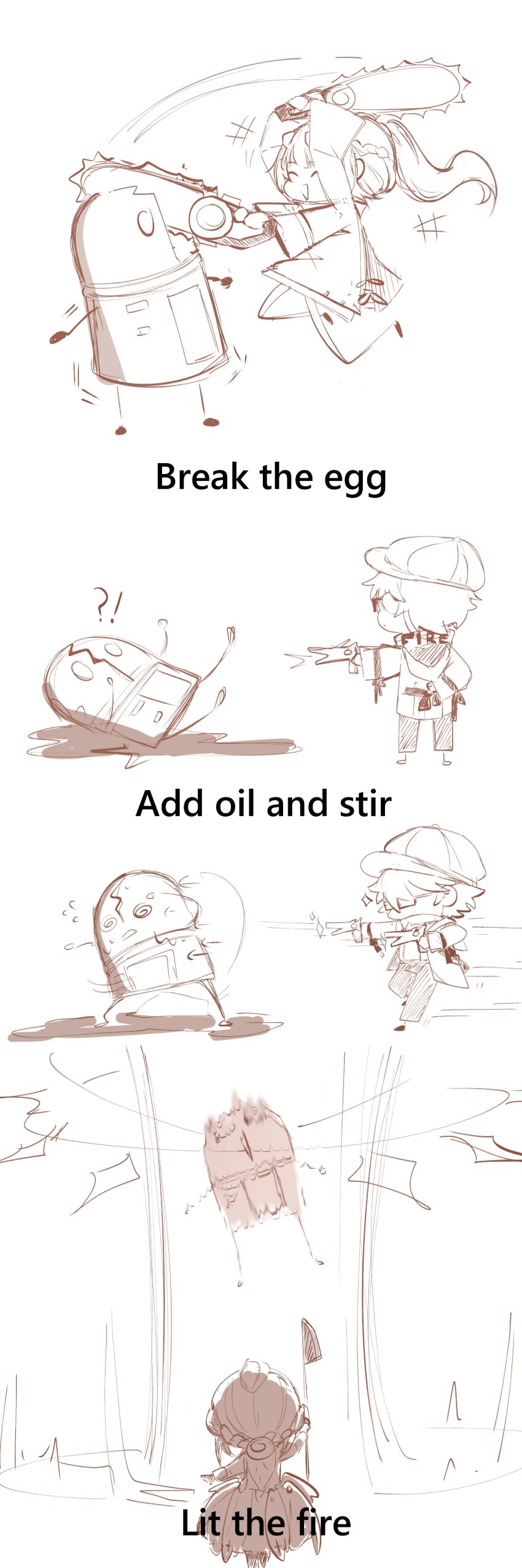 absurdres, chainsaw, dochikun, english_text, explosion, highres, holding, holding_weapon, image_sample, lee:_palefire_(ivy)_(pgr), lee_(pgr), liv:_empyrea_(pgr), liv_(pgr), monochrome, nanami:_pulse_(pgr), nanami_(pgr), official_alternate_costume, pixiv_sample, punishing:_gray_raven, weapon