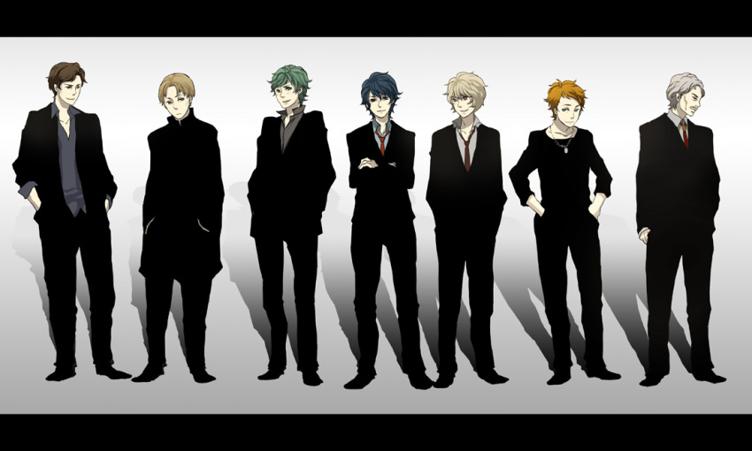 6+boys, alex_cazerne, dusty_attenborough, ghost_in_the_shell, ghost_in_the_shell_lineup, ghost_in_the_shell:_stand_alone_complex, ginga_eiyuu_densetsu, julian_mintz, letterboxed, lineup, male_focus, multiple_boys, oliver_poplan, parody, tetsuo_(watson), walter_von_schenkopp, willibald_joachim_von_merkatz, yang_wen-li