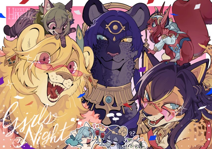 ?, ??, animal, animal_on_head, animalization, black_hair, black_panther, blonde_hair