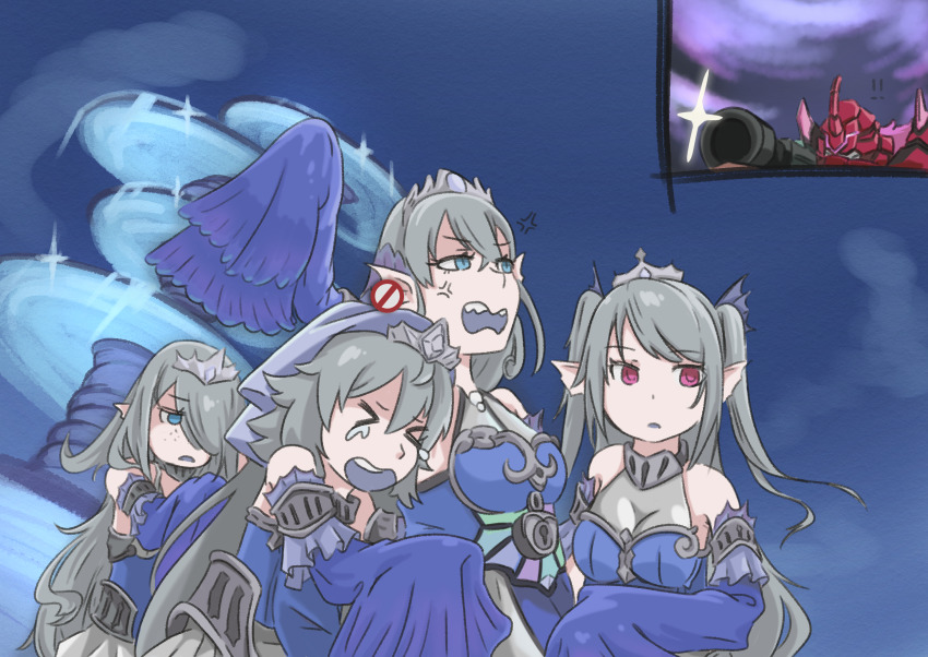 !, !!, >_<, 1boy, 2024_attempted_assassination_of_donald_trump, 4girls, anger_vein, animal_ears