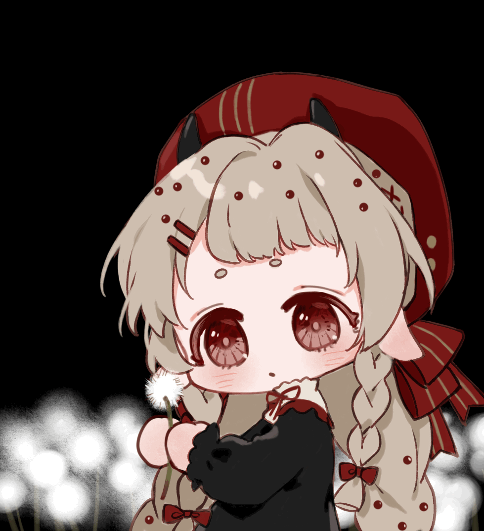 1girl, :o, animal_ears, animated, animated_gif, beads, beret, black_dress