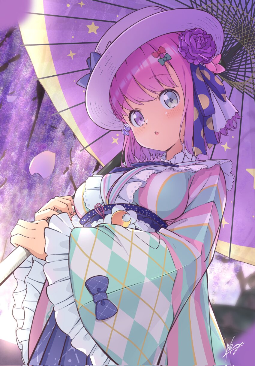 1girl, :o, absurdres, akichazuke, blue_bow, blue_bowtie, blurry, blush