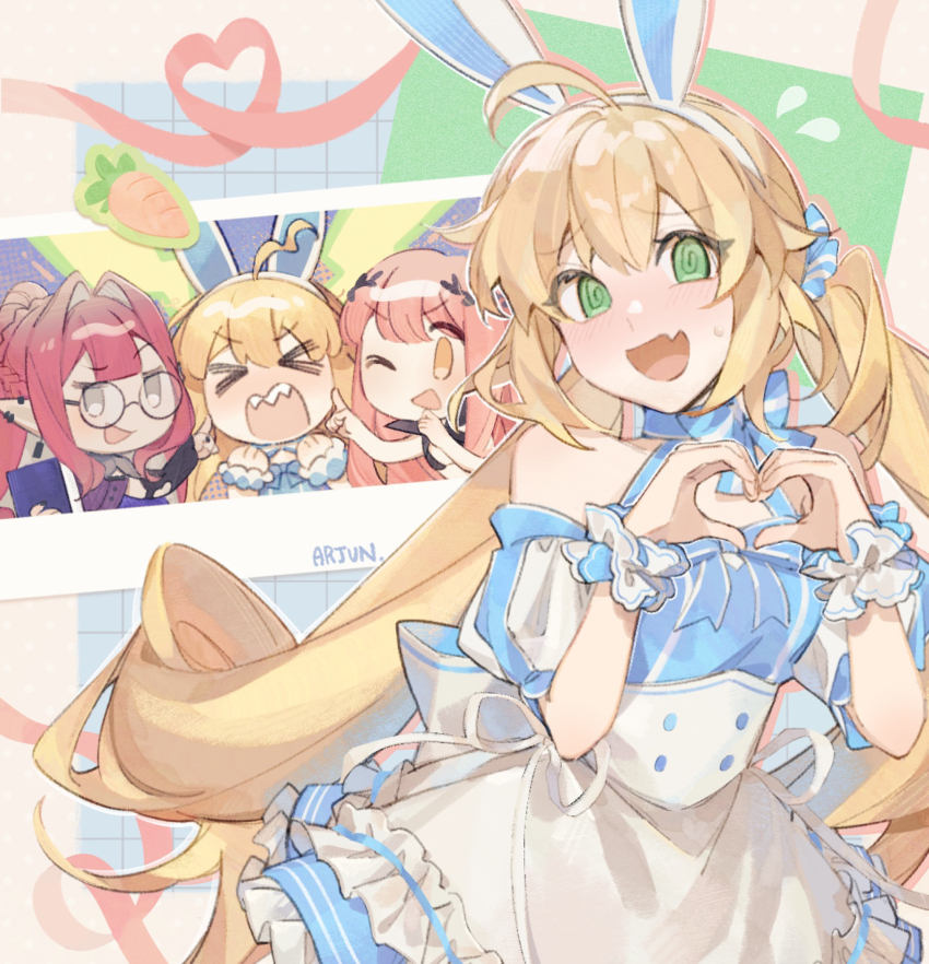 >_<, 3girls, :o, @_@, absurdres, animal_ears, artoria_caster_(fate), artoria_caster_(swimsuit)_(fate)