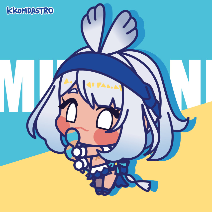 1girl, :d, animated, animated_gif, blue_background, blue_hairband, blush_stickers, chibi