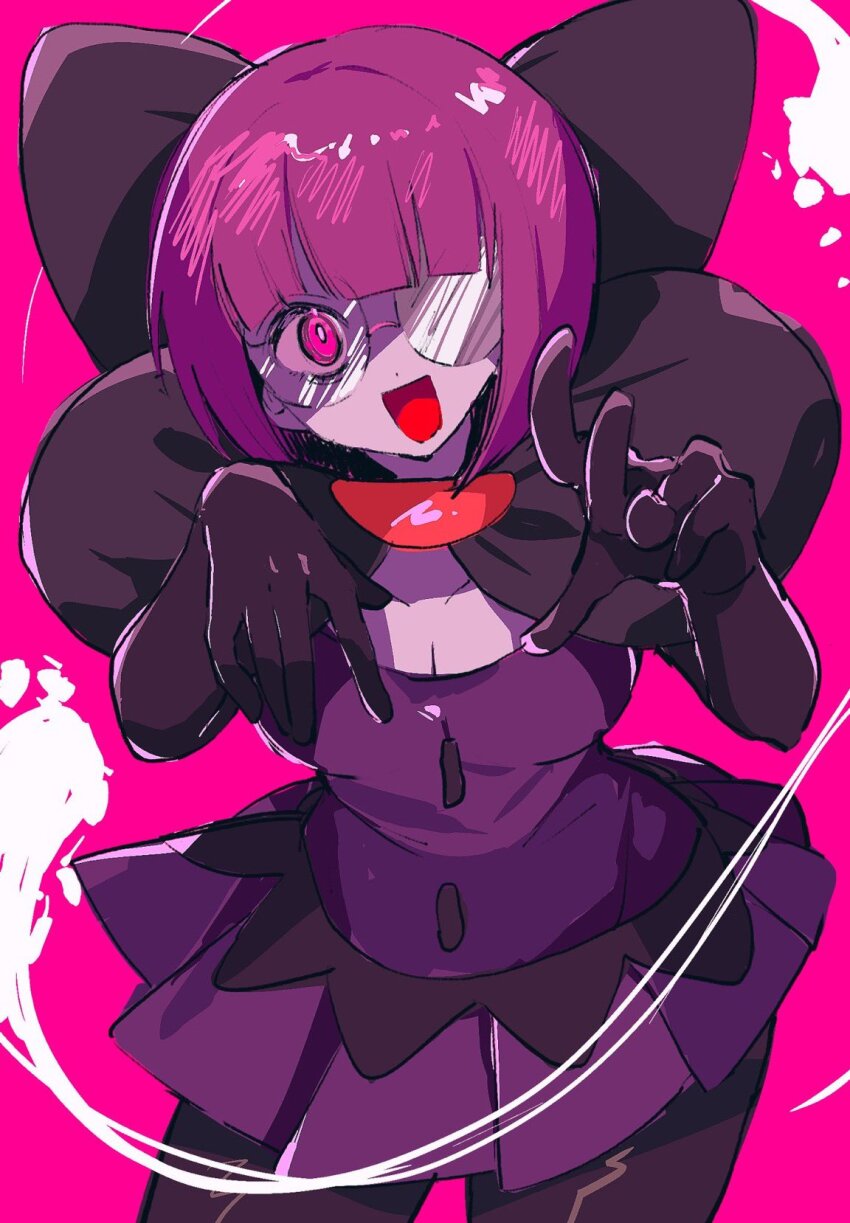 1girl, bob_cut, bow, dress, fukuzawa_(huku486), glasses, highres, large_bow