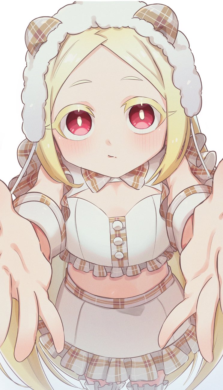 1girl, blonde_hair, blush, bow, bowtie, breasts, cleavage_cutout, closed_mouth