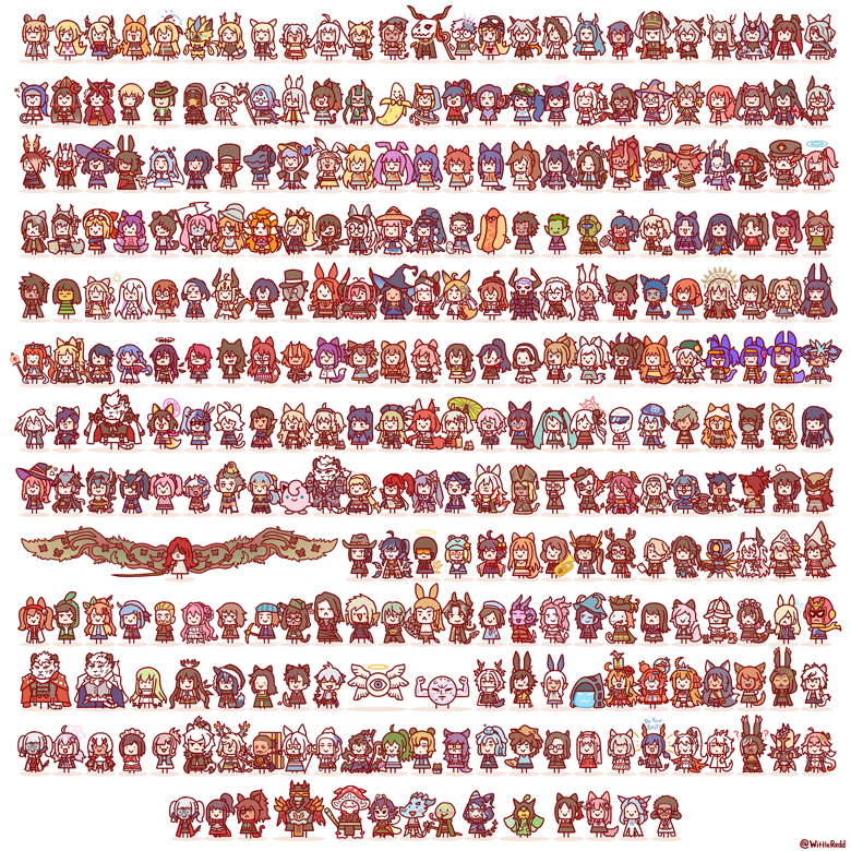 6+boys, 6+girls, :3, ambriel_(arknights), arknights, beast_boy_(dc), blue_archive, breaking_bad, bridget_(guilty_gear), captain_falcon, chara_(undertale), character_request, chibi, commentary, commission, copyright_request, crosscode, crownslayer_(arknights), dc_comics, elden_ring, english_commentary, f-zero, fate_(series), gen_1_pokemon, gender_request, girls'_frontline, girls'_frontline_neural_cloud, hatsune_miku, honkai_(series), jigglypuff, k5_(girls'_frontline), lea_(crosscode), luna_(neural_cloud), malenia_blade_of_miquella, march_7th_(honkai:_star_rail), meltryllis, meltryllis_(fate), meltryllis_(swimsuit_lancer)_(fate), meltryllis_(swimsuit_lancer)_(first_ascension)_(fate), minecraft, minecraft:_story_mode, monogatari_(series), multiple_boys, multiple_girls, nintendo, ogerpon, partially_translated, pokemon, ruan_mei_(honkai:_star_rail), saria_(arknights), saria_(the_law)_(arknights), teen_titans, too_many, translation_request, undertale, utdr_(toby_fox), vocaloid, walter_white, wittle_red