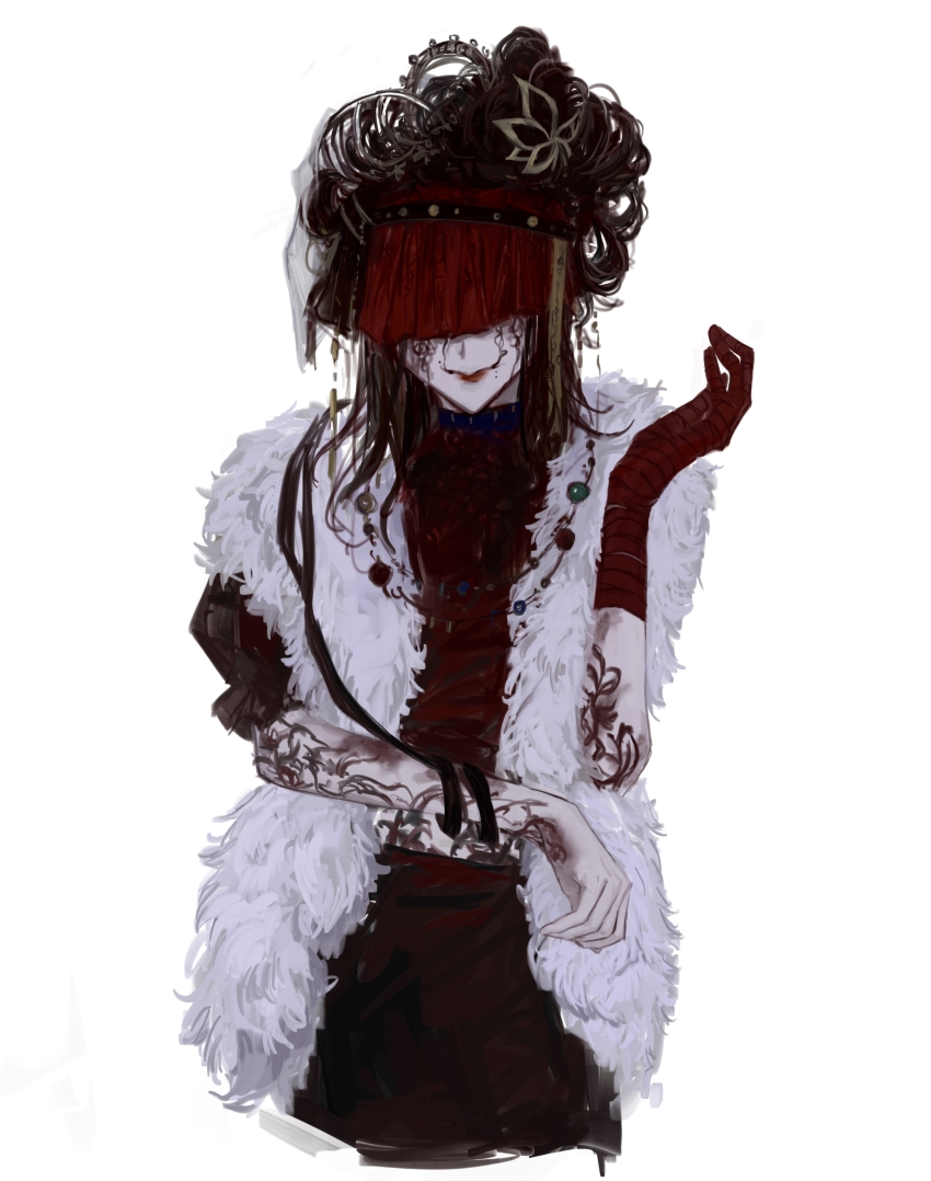 1girl, absurdres, arm_tattoo, black_hair, chinese_commentary, closed_mouth, commentary_request, dress