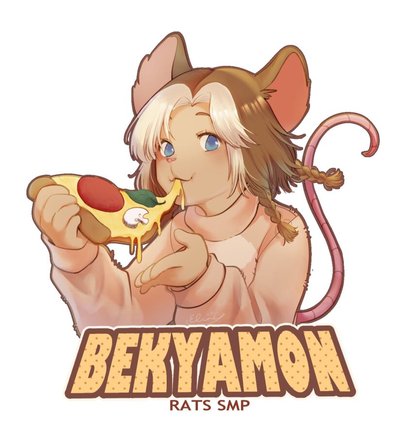 1girl, :3, animal_ears, animification, bekyamon, blue_eyes, braid, brown_hair