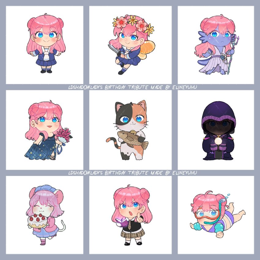 6+girls, :3, animal, animal_ears, animification, axolotl_ears, axolotl_girl, axolotl_tail