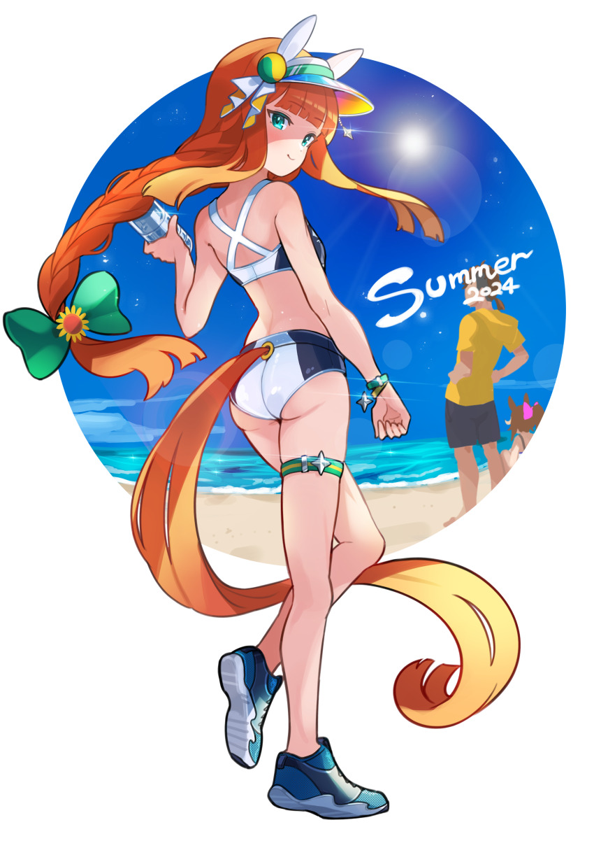 1girl, 2024, absurdres, alternate_costume, alternate_hairstyle, animal_ears, ass, bikini