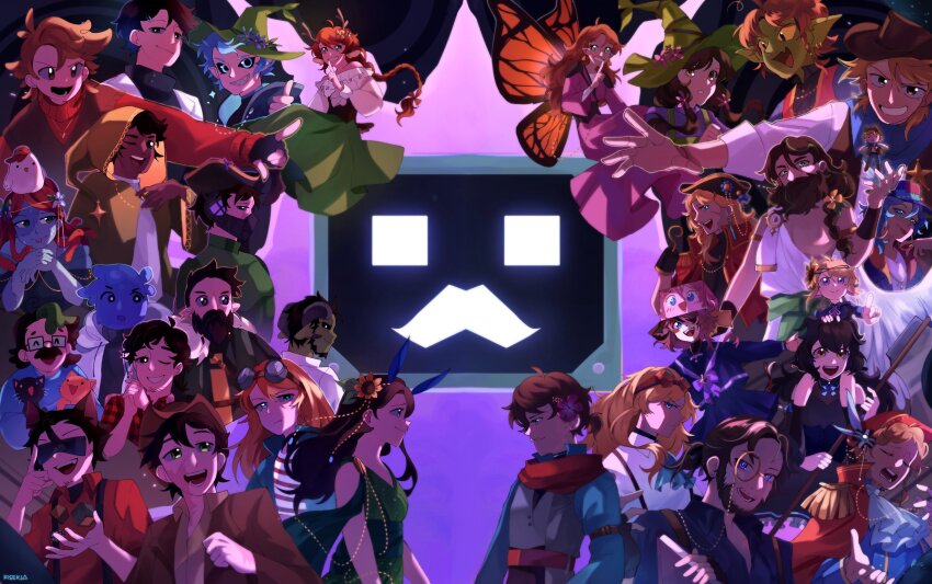 6+boys, 6+girls, androgynous, animification, antlers, bdoubleo100, bdoubleo100_(sun_god), bird