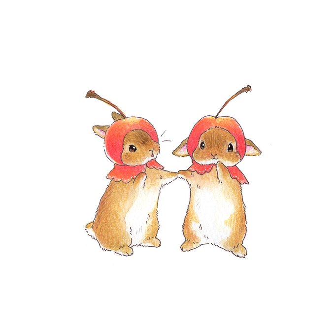 animal, animal_focus, berry_jou, capelet, cherry_hat, colored_pencil_(medium), no_humans, original