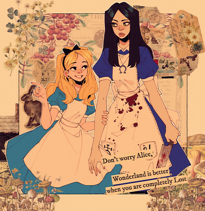 2girls, absurdres, alice_(alice_in_wonderland), alice_liddell_(american_mcgee's_alice), american_mcgee's_alice, apron, bad_id, bad_tumblr_id