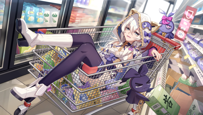 1girl, absurdres, animal_hood, asymmetrical_legwear, blue_eyes, bodysuit, boots, breasts