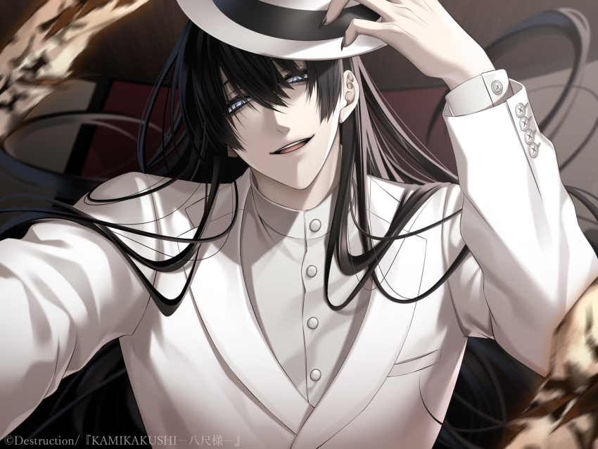 1boy, bishounen, black_hair, blue_eyes, commentary_request, formal_clothes, genderswap, genderswap_(ftm)