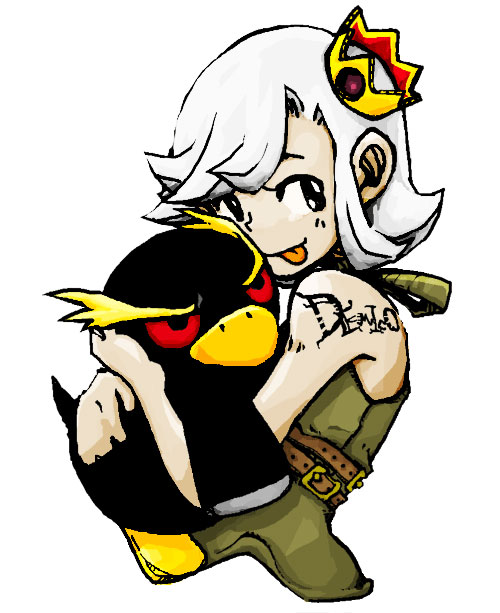 animal_crossing, bird, crown, hopper_(animal_crossing), nintendo, penguin, red_eyes, tagme, white_hair