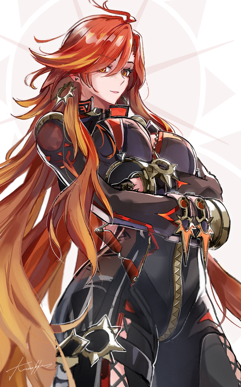 1girl, ahoge, biker_clothes, bikesuit, black_bodysuit, black_gloves, bodysuit, breasts