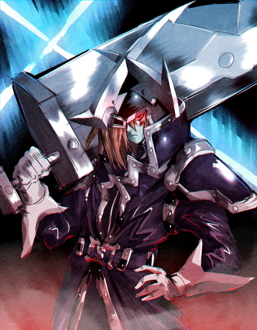 absurdres, blonde_hair, blue_jacket, clip_studio_paint_(medium), deluxe<<<, duel_monster, gloves, hat